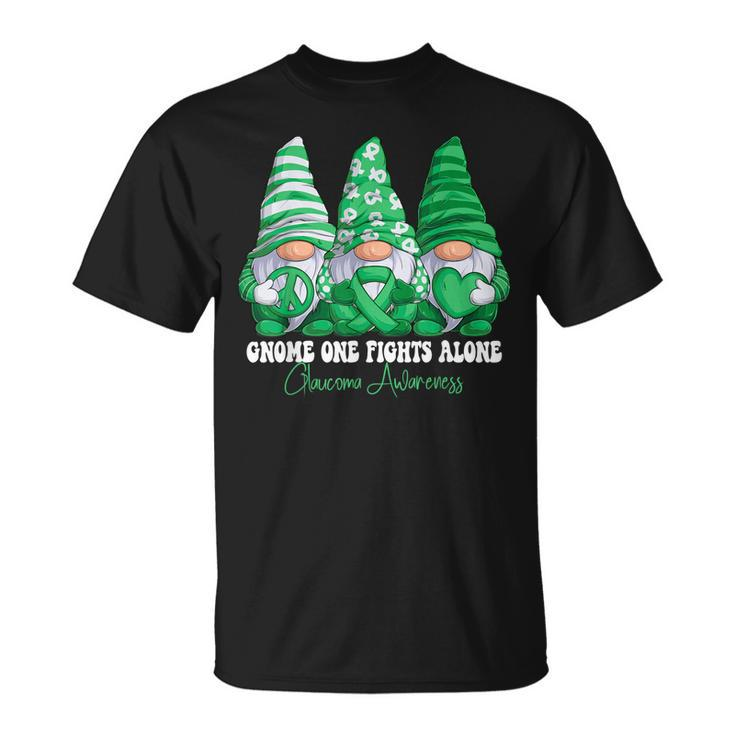 Glaucoma Awareness Month Green Ribbon Gnomies Support  Unisex T-Shirt