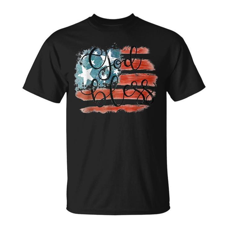 God Bless America Retro American Flag 4Th Of July Patriotic T-shirt