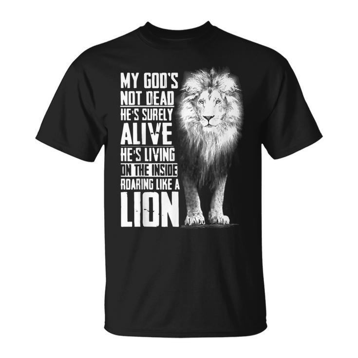 My Gods-Not-Dead Hes Surely Alive Christian Jesus Lion T-Shirt
