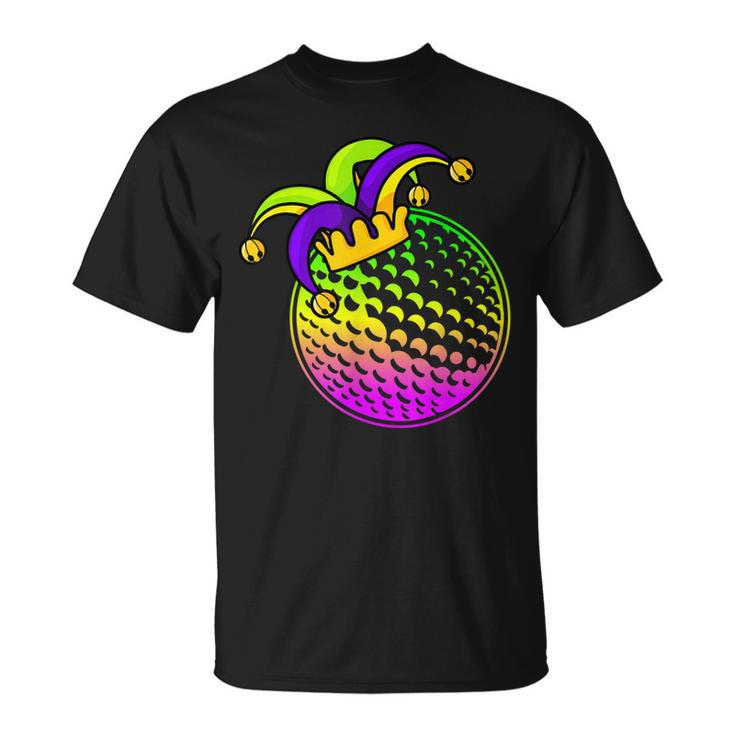 Golf Ball With Jester Hat Mardi Gras Fat Tuesday Parade Men T-Shirt