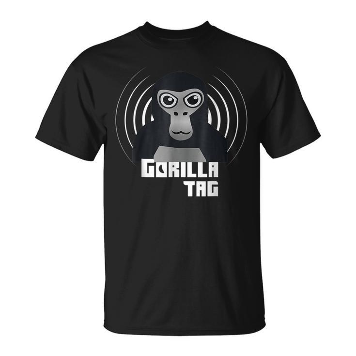 Gorilla Tag Monke Vr Gamer Party Time Black Gorilla Unisex T-Shirt | Mazezy