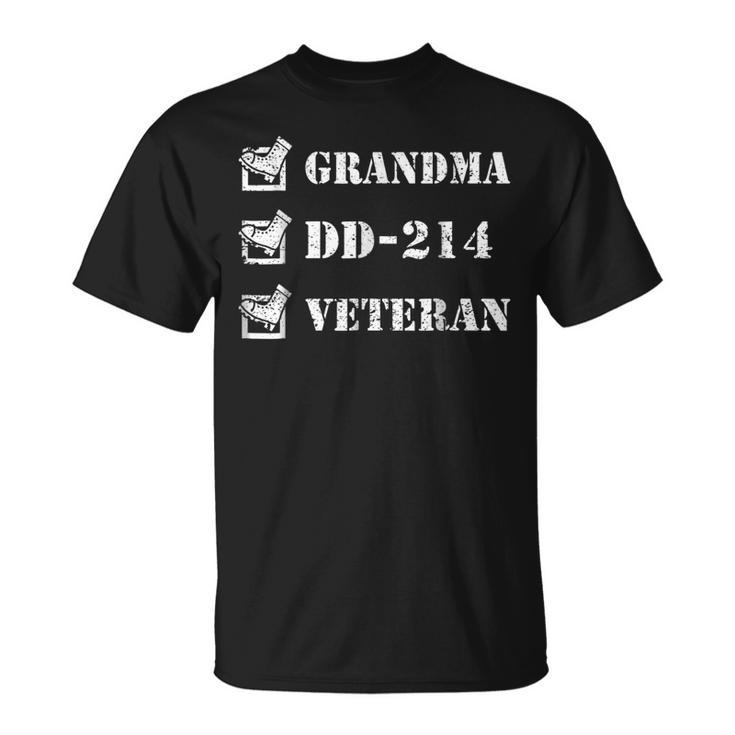 Grandma Veteran Checklist Female Veterans Day Gift Unisex T-Shirt