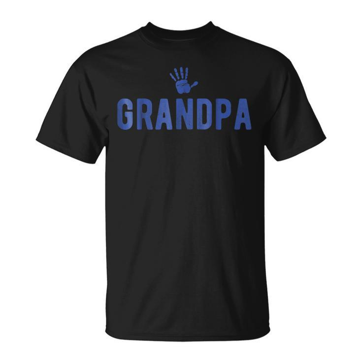 Grandpa Blue Hand Print  For Grandfather Gift For Mens Unisex T-Shirt