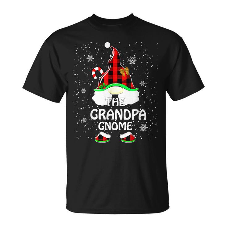 Grandpa Gnomies Red Plaid Matching Family Christma Funny Unisex T-Shirt