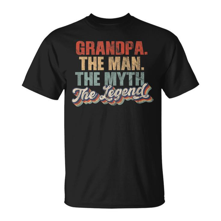 Grandpa The Man The Myth The Legend Navy Blue Fathers Day Gift For Mens Unisex T-Shirt