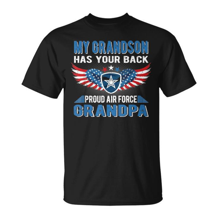 Mens My Grandson Has Your Back Proud Air Force Grandpa Military T-Shirt
