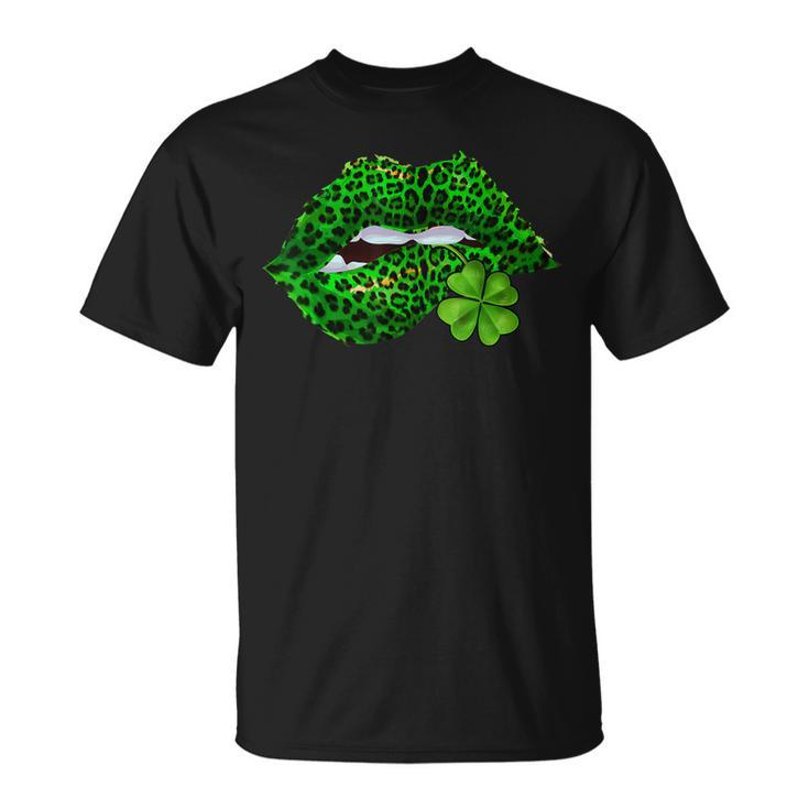 Green Lips Biting Sexy Irish Costume St Patricks Day T-shirt