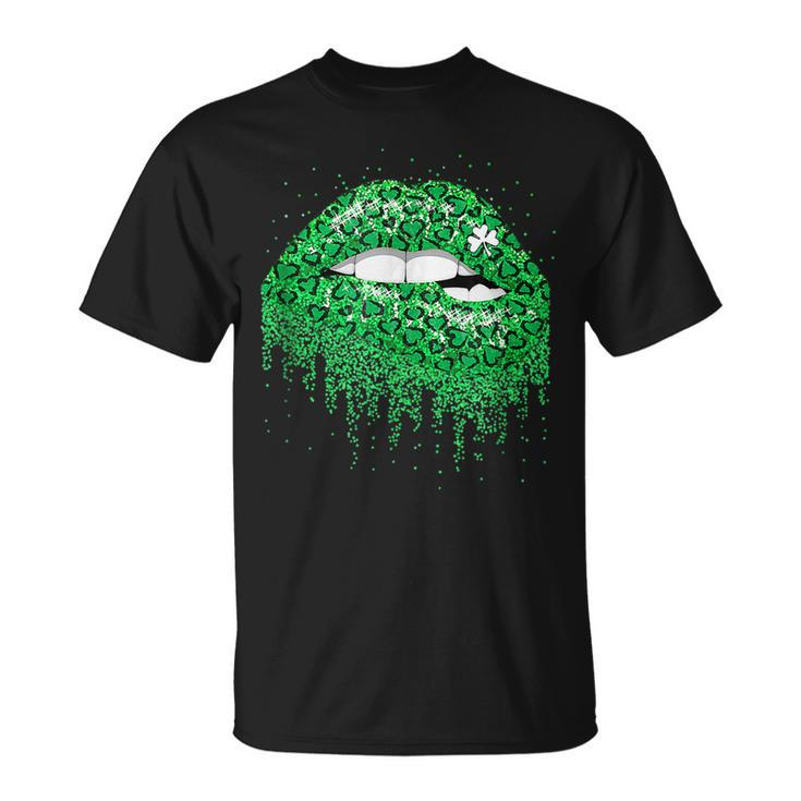 Green Lips Sexy Irish Costume St Patricks Day Shamrock T-Shirt