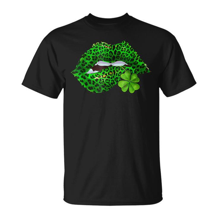 Green Lips Sexy Irish Leopard Shamrock St Patricks Day V3 T-Shirt