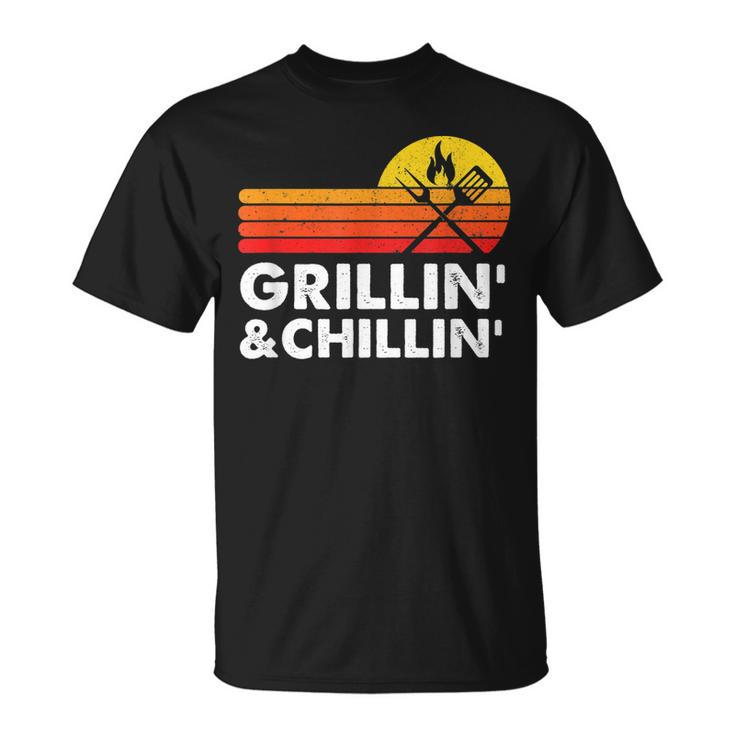 Grilling And Chilling Smoke Meat Bbq Home Cook Dad Men T-Shirt