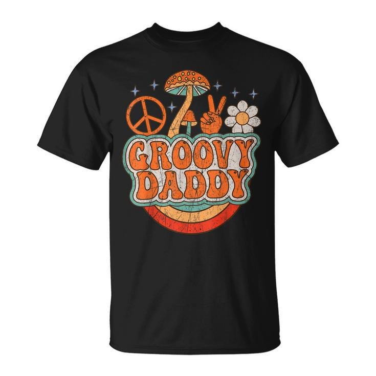 Mens Groovy Daddy 70S Aesthetic Nostalgia 1970S Hippie Dad Retro T-Shirt