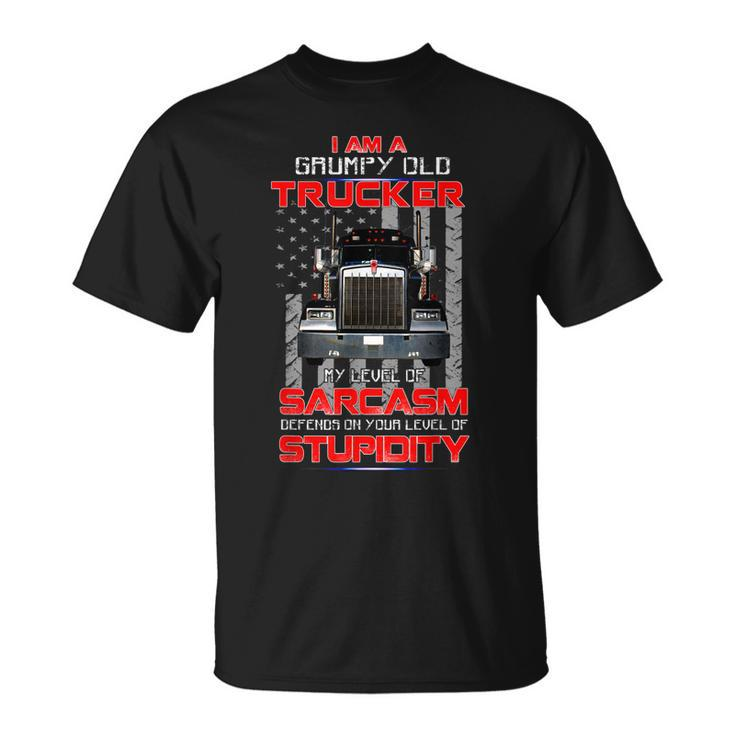 Grumpy Old Trucker Funny Back Design T  Unisex T-Shirt