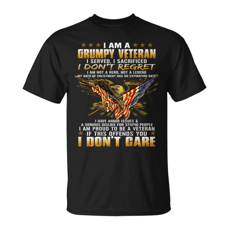 Mens I Am A Grumpy Old Veteran I Served I Sacrificed T-Shirt