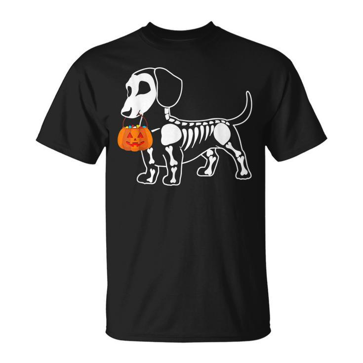 Halloween Dachshund Skeleton Weenie Wiener Sausage Dog T-shirt
