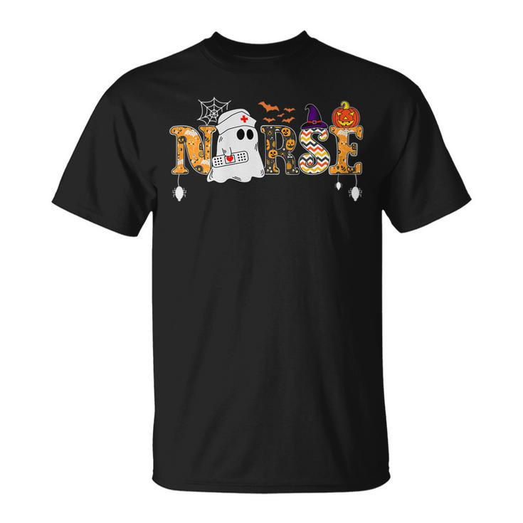 Halloween Nurse For Halloween Scrub Tops Nursing Ghost T-shirt