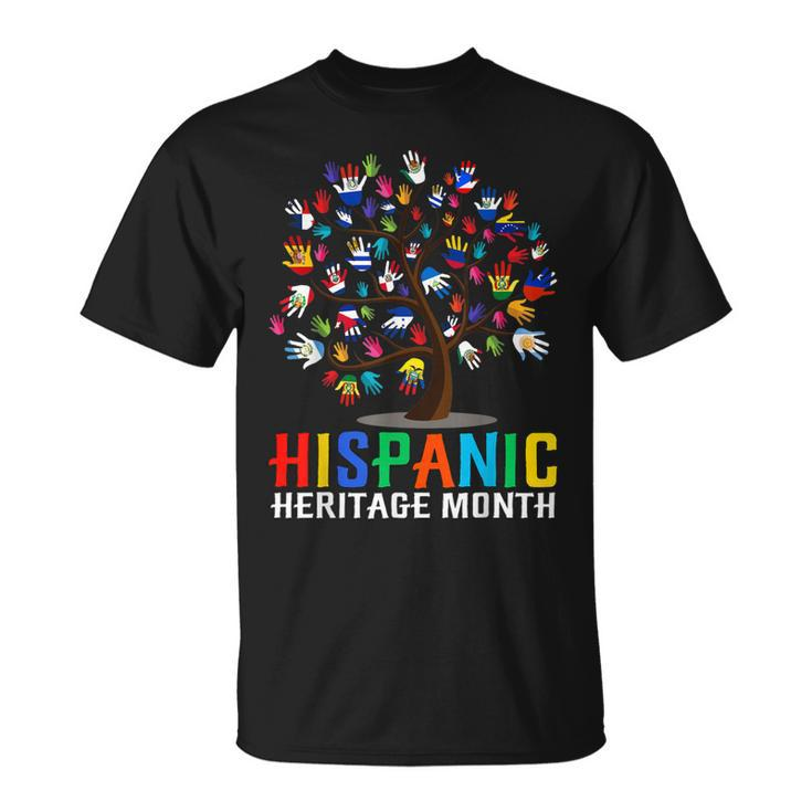 Hand Flag Tree Root Latino National Hispanic Heritage Month  Unisex T-Shirt