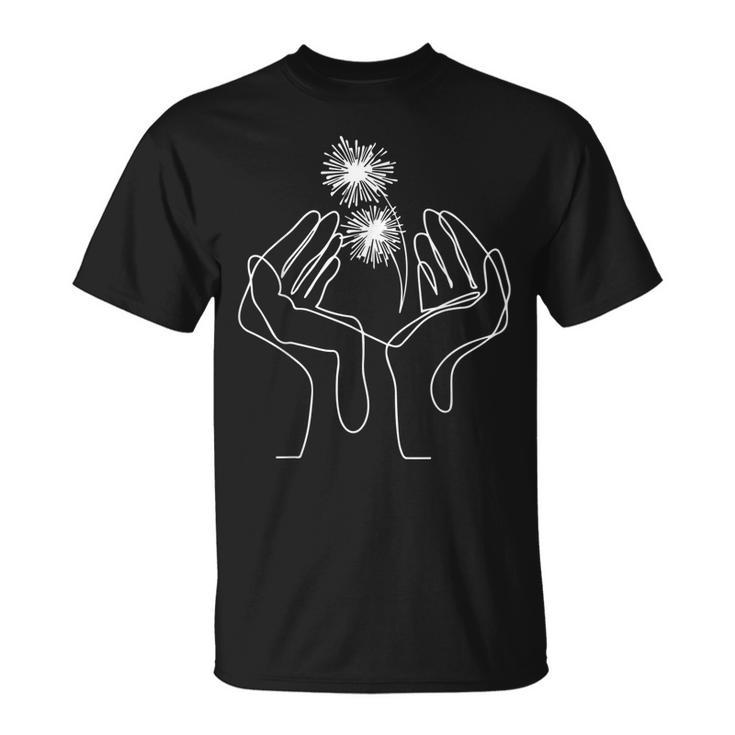 Hand Flower Line Art Abstract Minimalist Cool Novelty T-shirt
