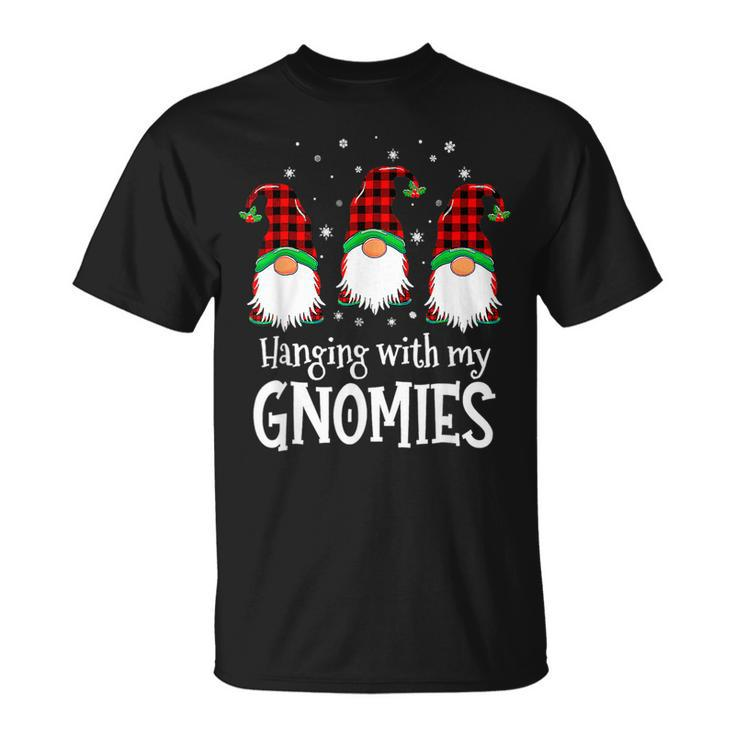 Hanging With My Gnomies Red Plaid Gnomes Merry Christmas T-shirt