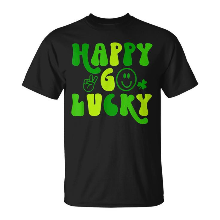 Happy Go Lucky Heart St Patricks Day Lucky Clover Shamrock T-Shirt