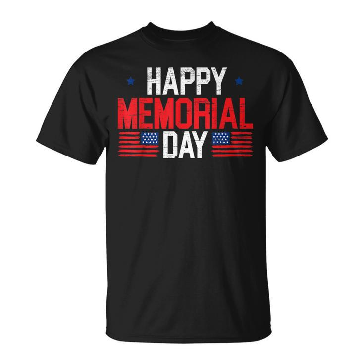 Happy Memorial Day Usa Flag American Patriotic Armed Forces T-Shirt