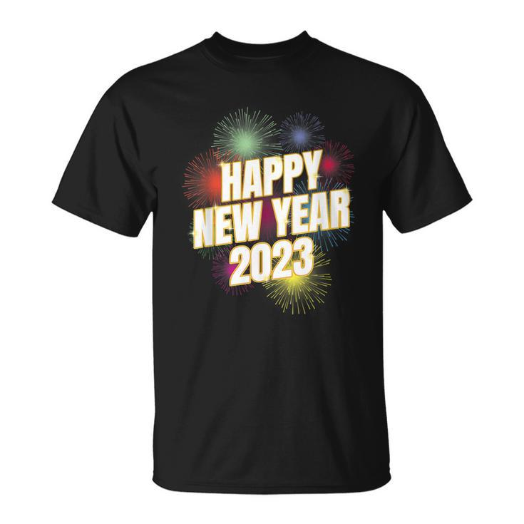 Happy New Year 2023 New Years Eve Fireworks Party Supplies T-shirt