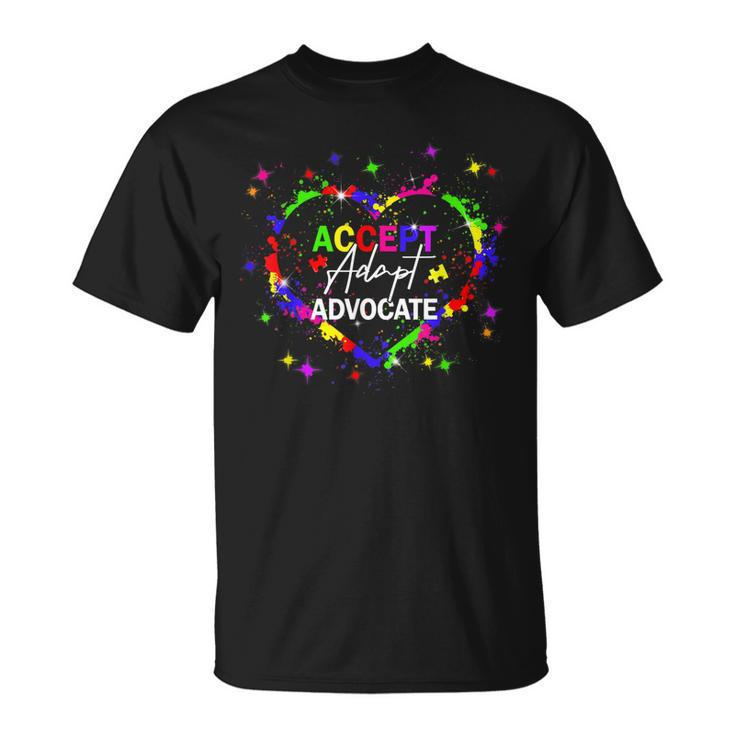 Heart Color Puzzle Accept Adapt Advocate Autism Awareness  Unisex T-Shirt