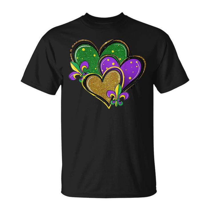 Hearts Mardi Gras New Orleans Festival Girls Boys T-shirt