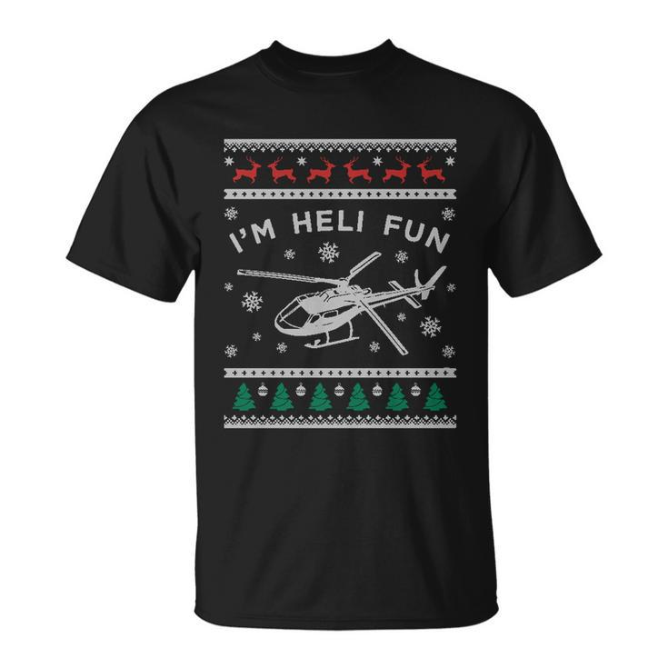 Helicopter Ugly Christmas Great Gift Fun Xmas Heli Gift Unisex T-Shirt