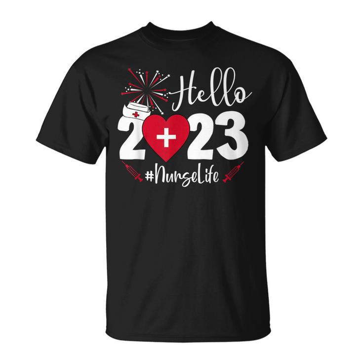 Hello 2023 Nurse Life Nursing Lover Happy New Year T-shirt