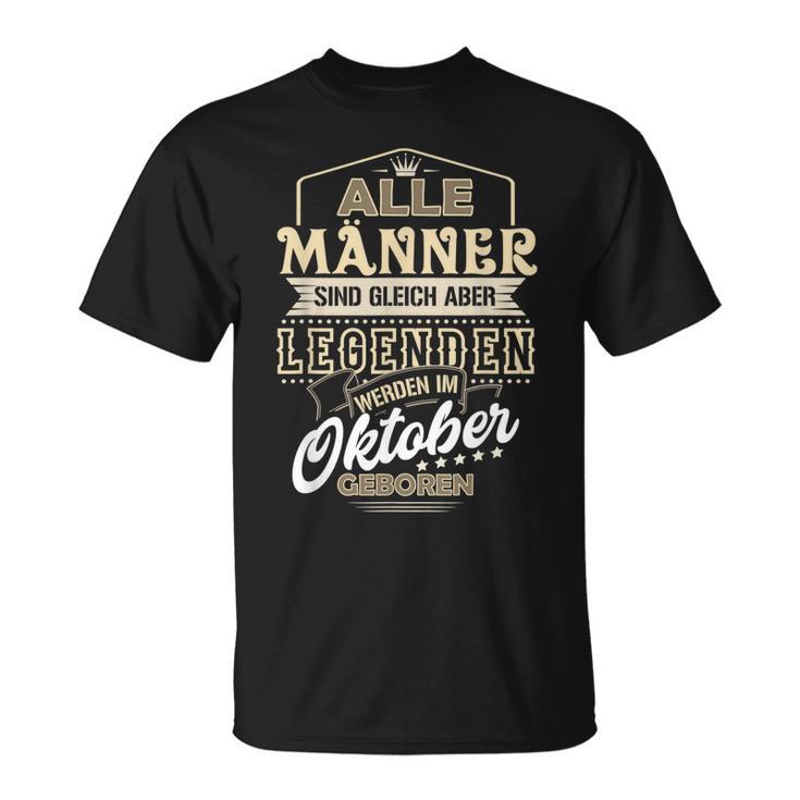 Herren T-Shirt Legenden Geboren im Oktober, Einzigartiges Männer Tee