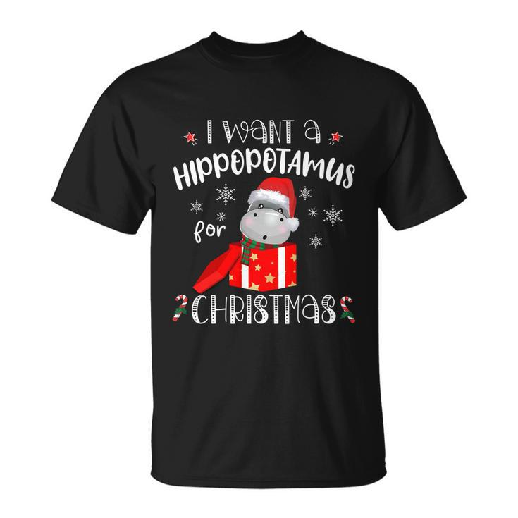 Hippopotamus For Christmas Matching Xmas Hippo Pajama Gift Unisex T-Shirt
