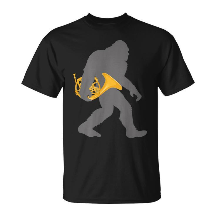 Horn Player Bigfoot Musician With French Horn T-shirt