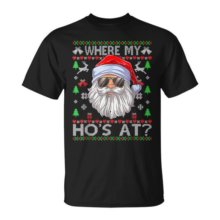 Where My Hos At Ugly Christmas Sweater Style T-shirt