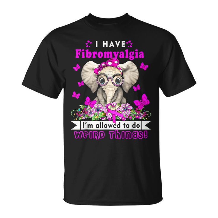 I Have Fibromyalgia Awareness Month Elephant Purple Ribbon  Unisex T-Shirt