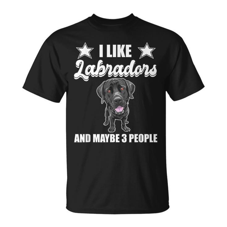 I Like Labradors And Maybe 3 People Black Lab Gift Labrador Unisex T-Shirt