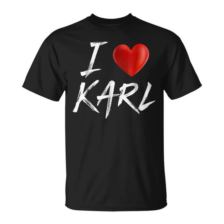 I Love Heart Karl Family Name T Unisex T-Shirt
