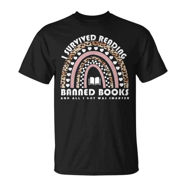 I Survived Reading Banned Books Leopard Librarian Bookworm  Unisex T-Shirt