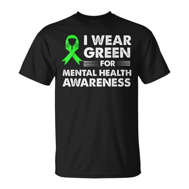 I Wear Green For Mental Health Awareness Month Ribbon  Unisex T-Shirt