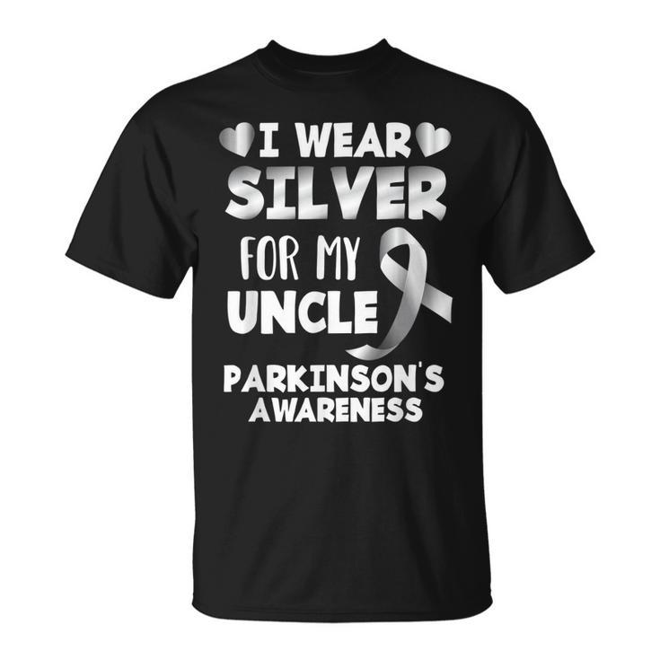 I Wear Silver For My Uncle Support Parkinsons Awareness Unisex T-Shirt