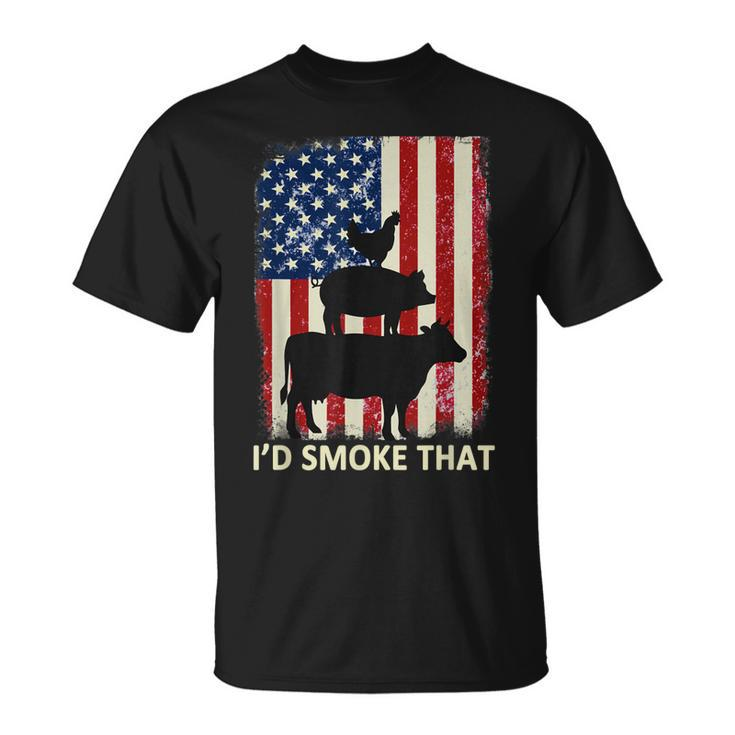 Id Smoke That American Flag Bbq Barbecue Grilling T-shirt