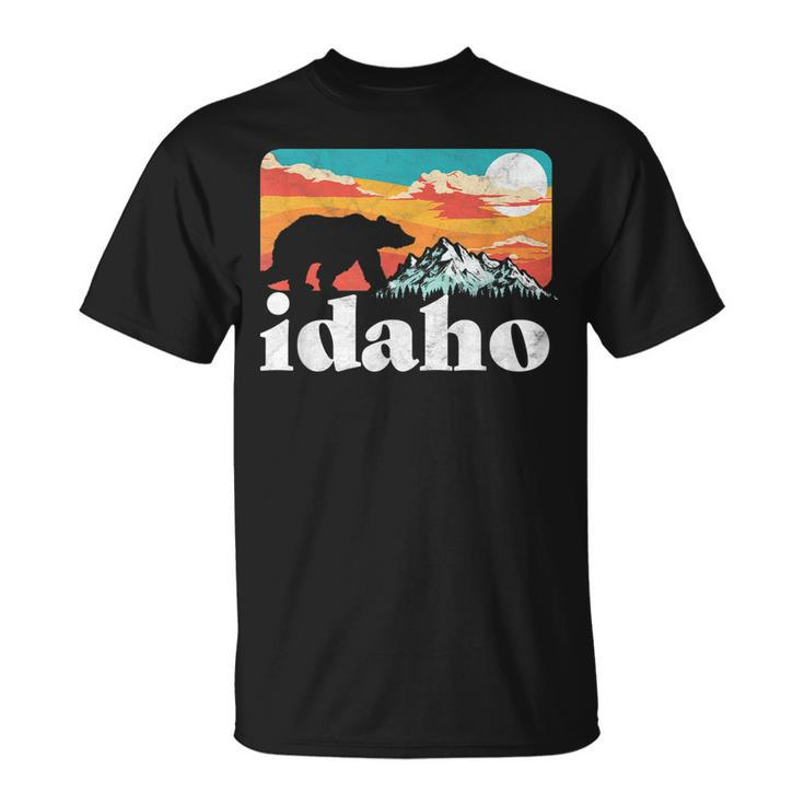 Idaho Retro Bear & Mountain Vintage 80S Graphic Unisex T-Shirt