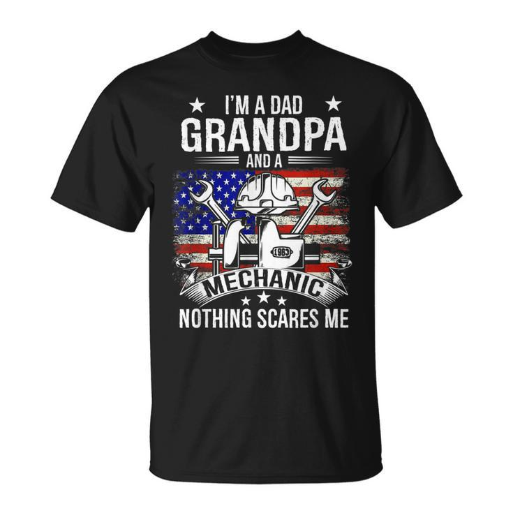 Im A Dad Grandpa Mechanic Quotes American Flag Patriotic Gift For Mens Unisex T-Shirt
