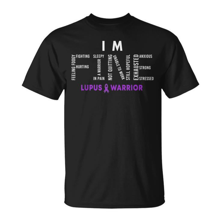 Im Fine Lupus Warrior Lupus Awareness Month Purple Ribbon  Unisex T-Shirt
