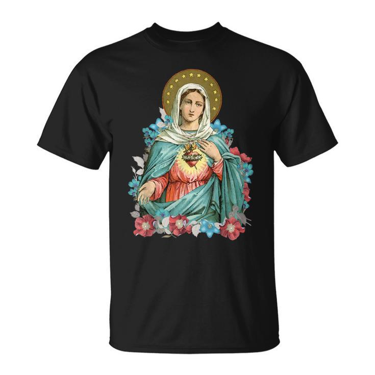 Immaculate Heart Of Mary Our Blessed Mother Catholic Vintage T Unisex T-Shirt
