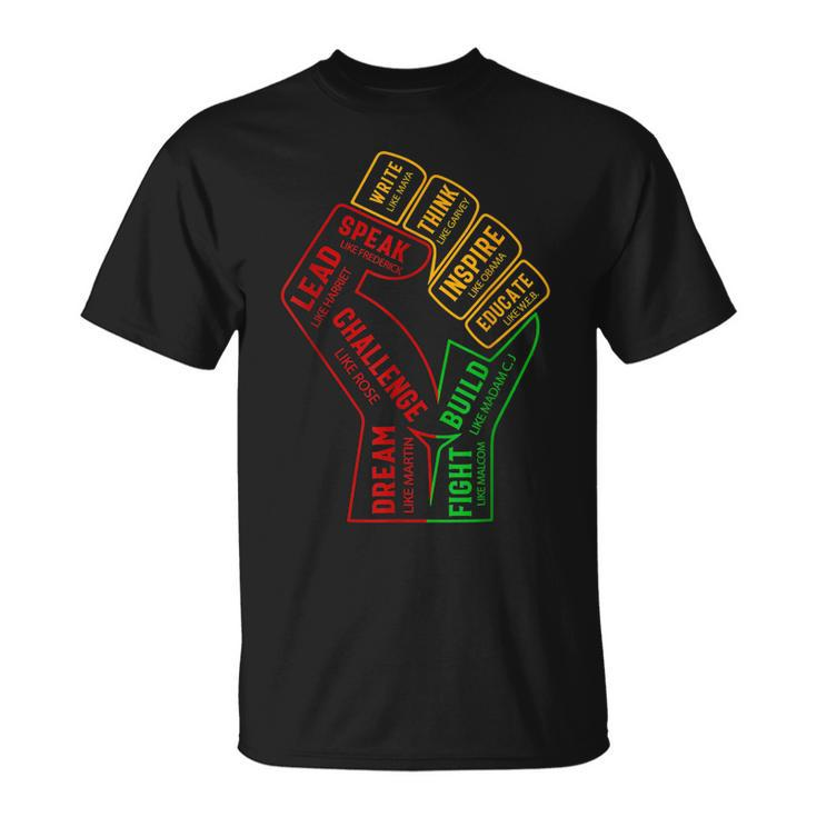 Inspiring Black Leaders Power Fist Hand Black History Month T-shirt