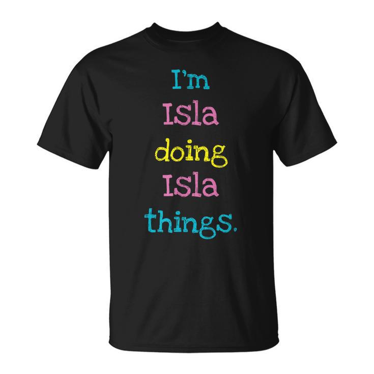 Isla Cute Personalized Text Kids Top For Girls T-shirt