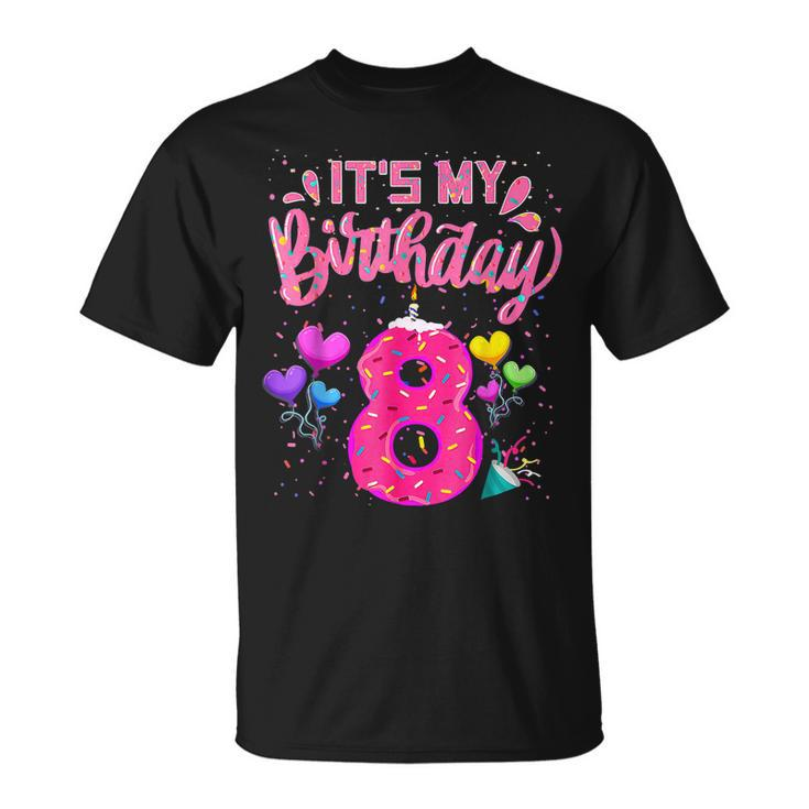 Its My 8Th Birthday Doughnut Happy 8 Years Old Girl Kids T-Shirt