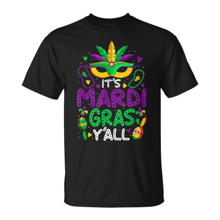 Its Mardi Gras Yall Mardi Gras Party Mask Costume T-Shirt