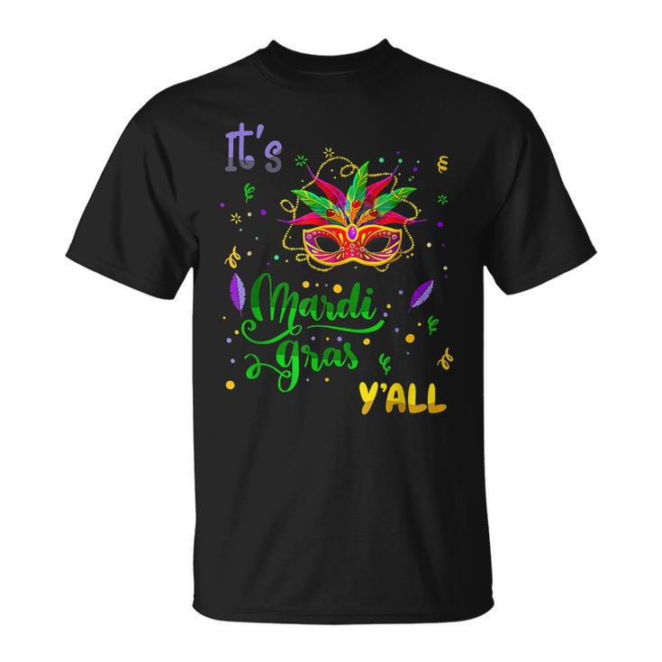 Its Mardi Gras Yall Mardi Gras Party Mask Costume V2 T-Shirt