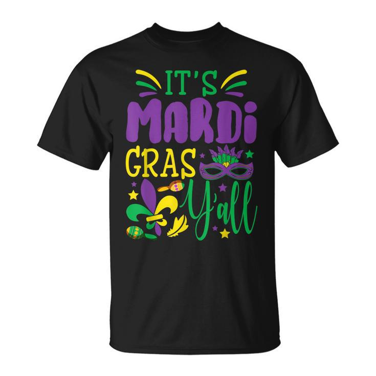 Its Mardi Gras Yall Mardi Gras Party Mask Costume V3 T-shirt - Thegiftio